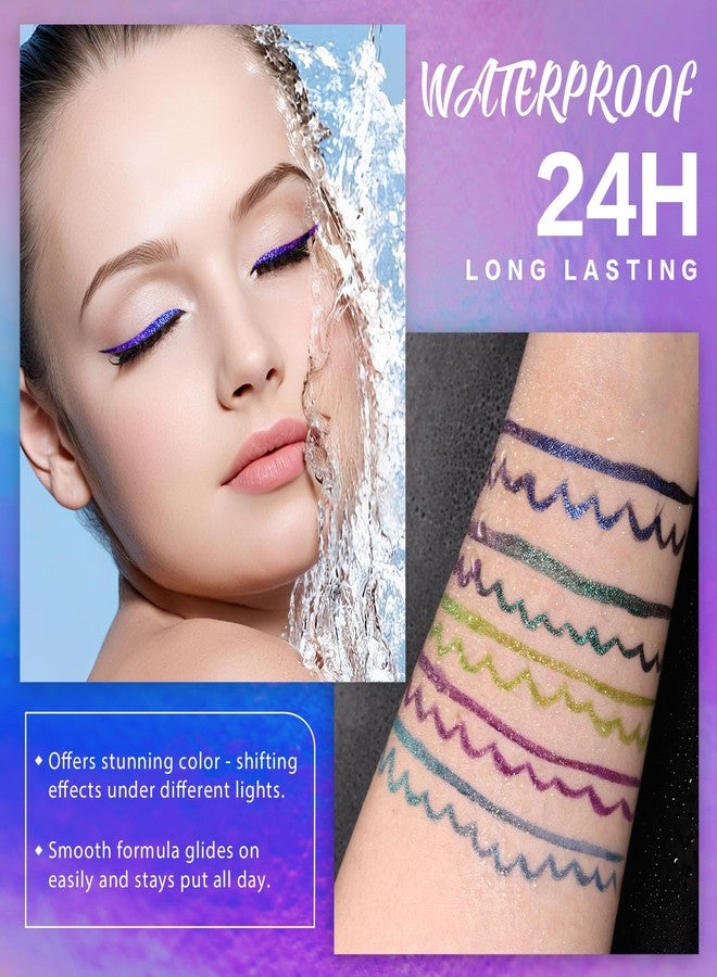 SUSIKEKI Chameleon Liquid Eyeliner, Blue Purple Metallic Color Shifting Shimmery Eye Liner, Duo-color Waterproof Long Lasting Glitter Eye Makeup Pen Eyeliners (Twilight Iris) - Image 4
